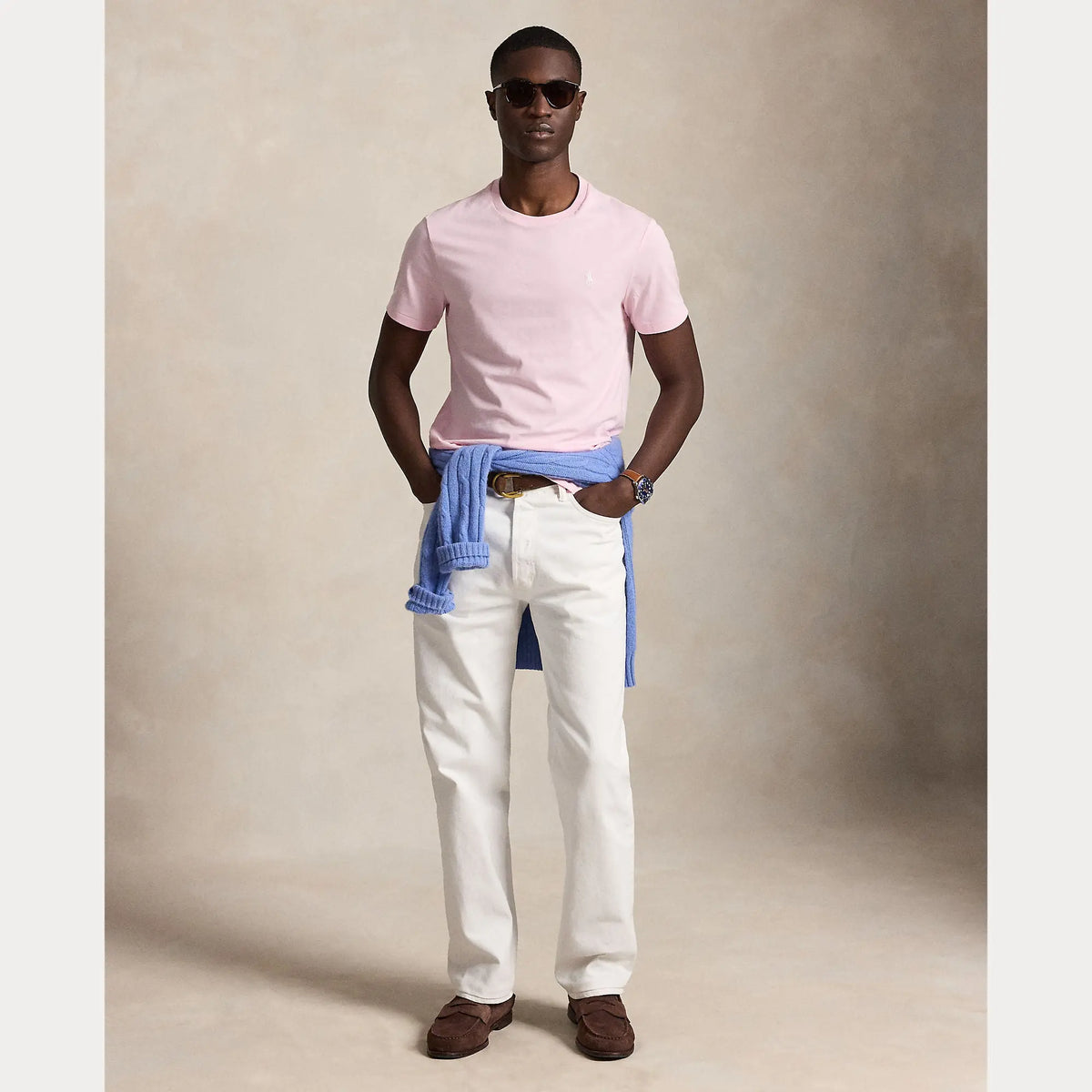 T-Shirt Ralph Lauren Rose - T-SHIRT COL ROND EN JERSEY À COUPE AJUSTÉE PERSONNALISÉE Ralph Lauren