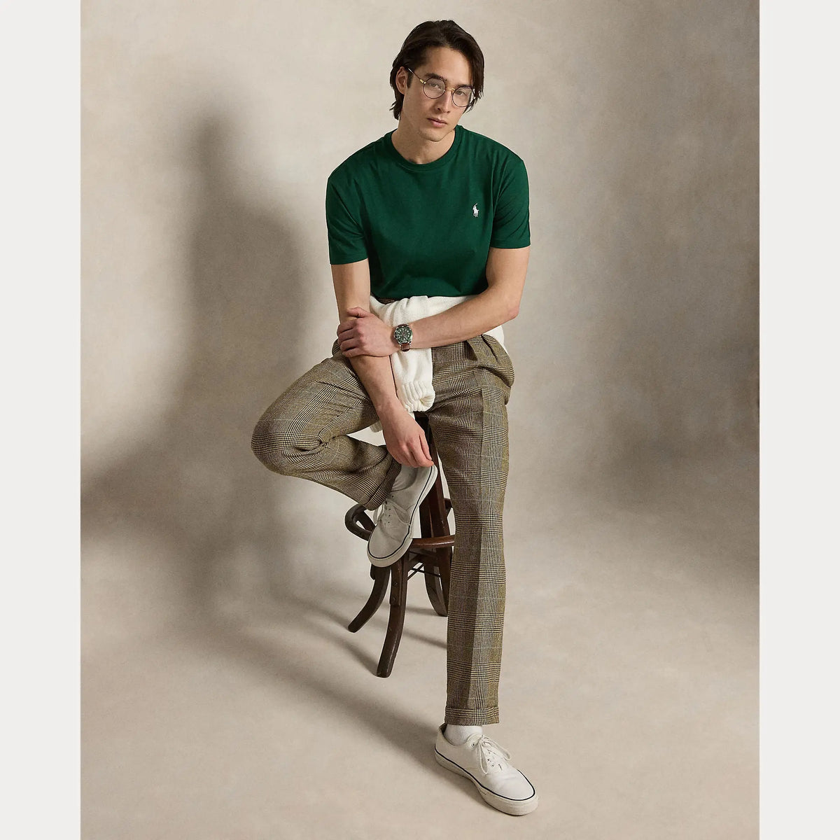 T-Shirt Ralph Lauren Vert - T-SHIRT COL ROND EN JERSEY À COUPE AJUSTÉE PERSONNALISÉE Ralph Lauren