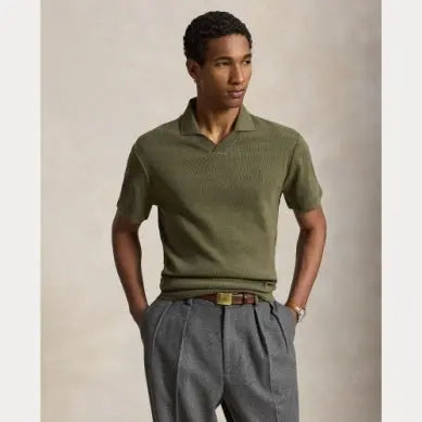 Polo Ralph Lauren Kaki - POINTELLE-RIBBED POLO SHIRT Ralph Lauren