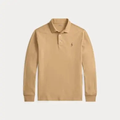 Polo Ralph Lauren Camel - Polo en maille extensible coupe ajustée Ralph Lauren