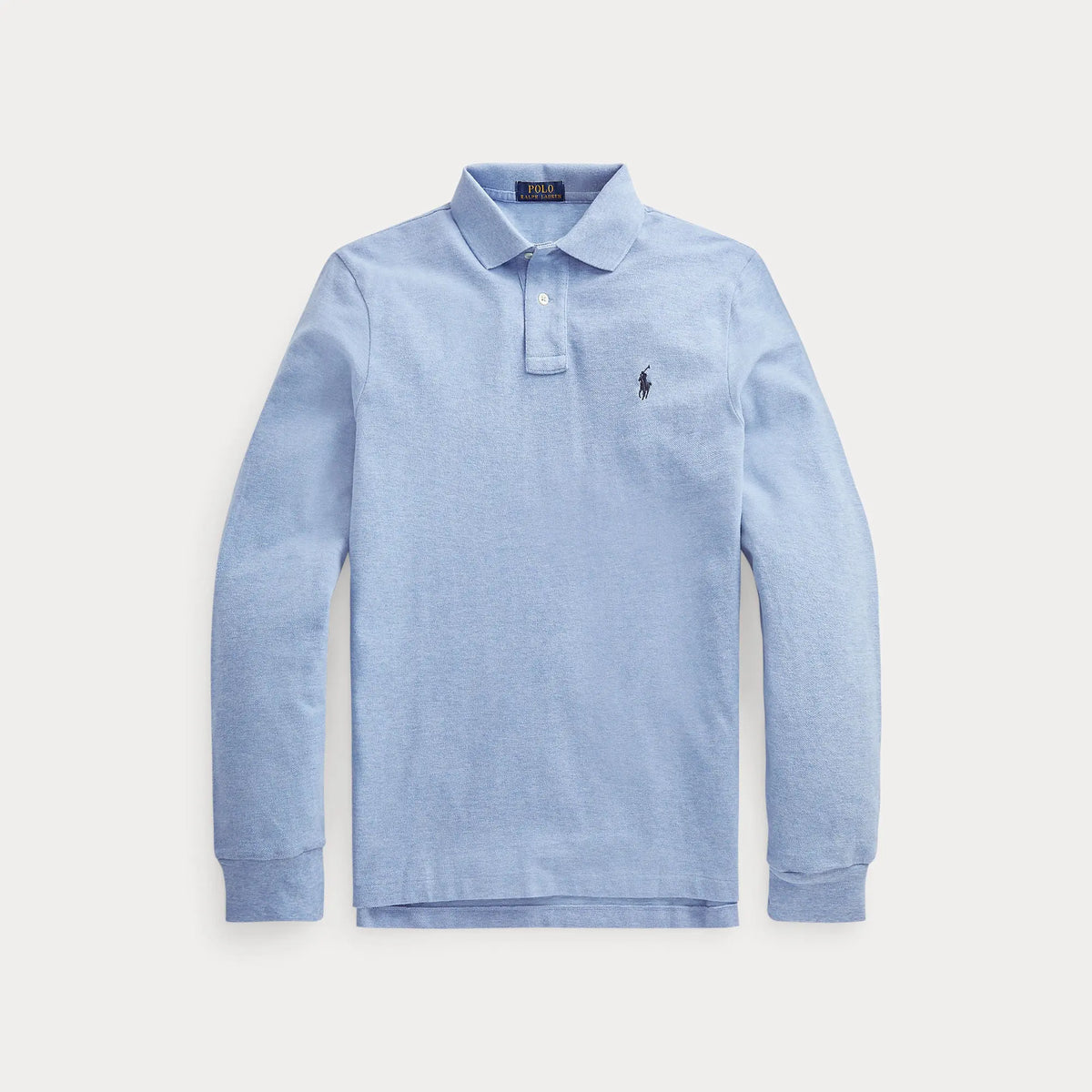 Polo Manche Longue Ralph Lauren Bleu - POLO EN MAILLE CUSTOM SLIM FIT Ralph Lauren