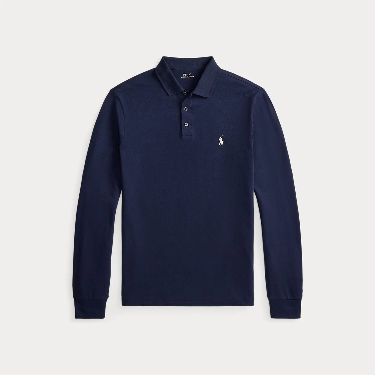 Polo Manche Longue Ralph Lauren Bleu Marine -  Polo en maille extensible coupe ajustée Ralph Lauren