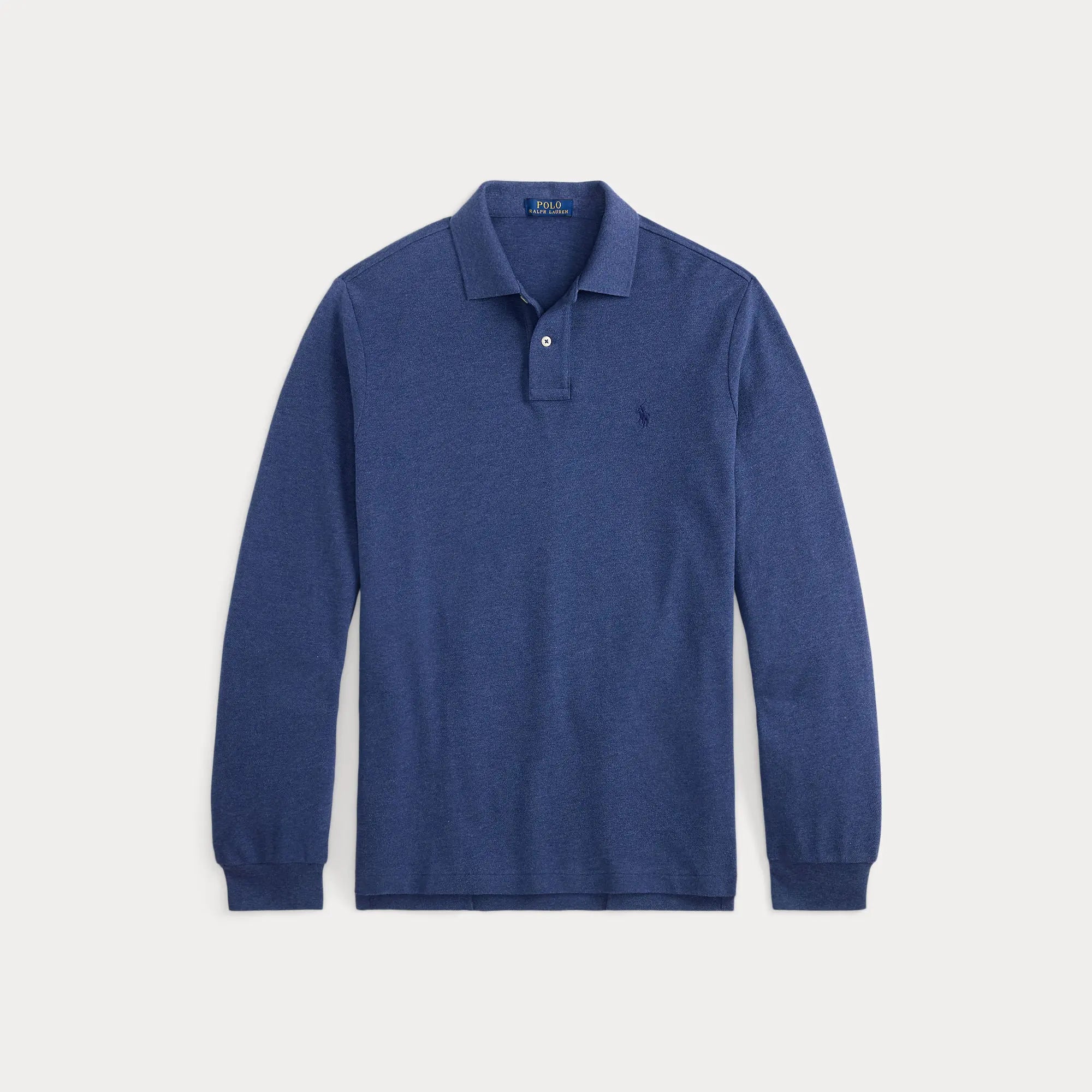 Polo Manche Longue Ralph Lauren Bleu - POLO EN MAILLE PIQUÉE CUSTOM SLIM FIT Ralph Lauren