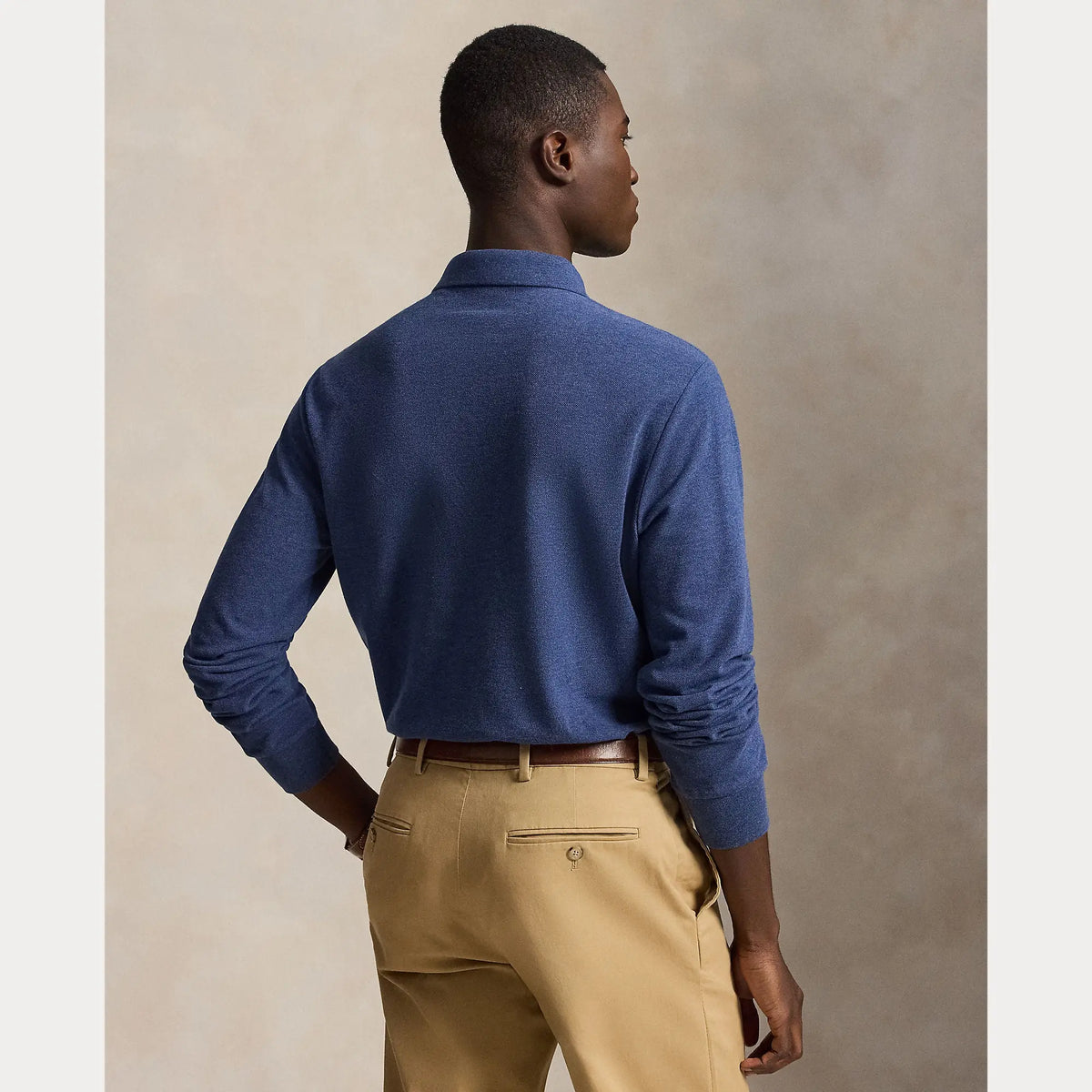 Polo Manche Longue Ralph Lauren Bleu - POLO EN MAILLE PIQUÉE CUSTOM SLIM FIT Ralph Lauren