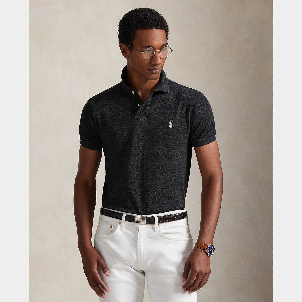 Polo Ralph Lauren Noir - Polo en maille piquée Slim Fit Ralph Lauren