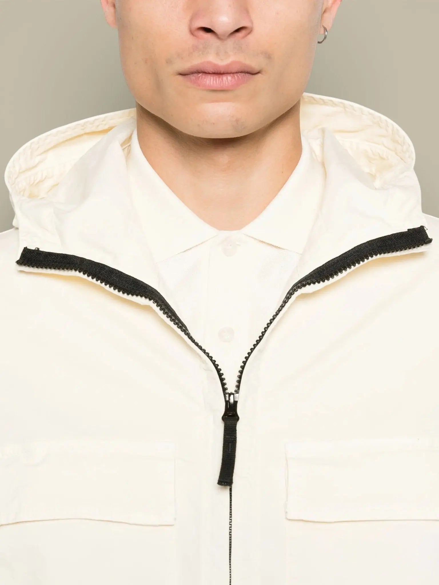 Veste à Capuche Stone Island Creme - Stretch Organic - veste