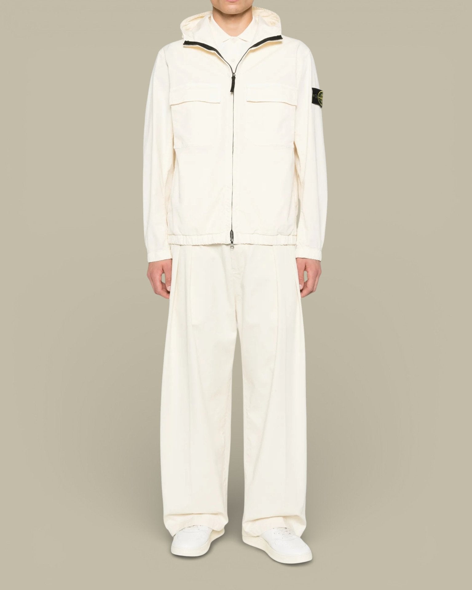 Veste à Capuche Stone Island Creme - Stretch Organic - veste