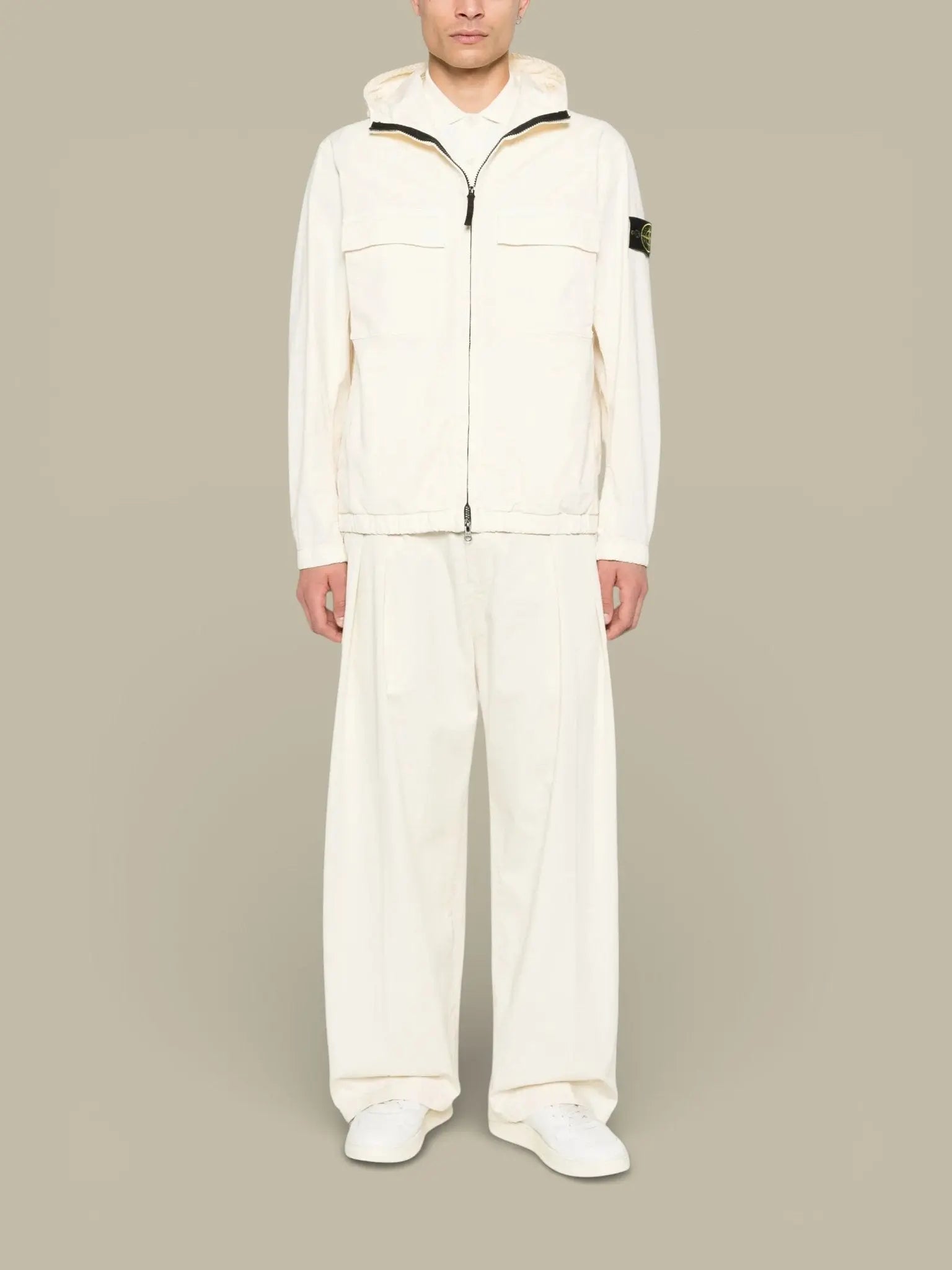 Veste à Capuche Stone Island Creme - Stretch Organic - veste