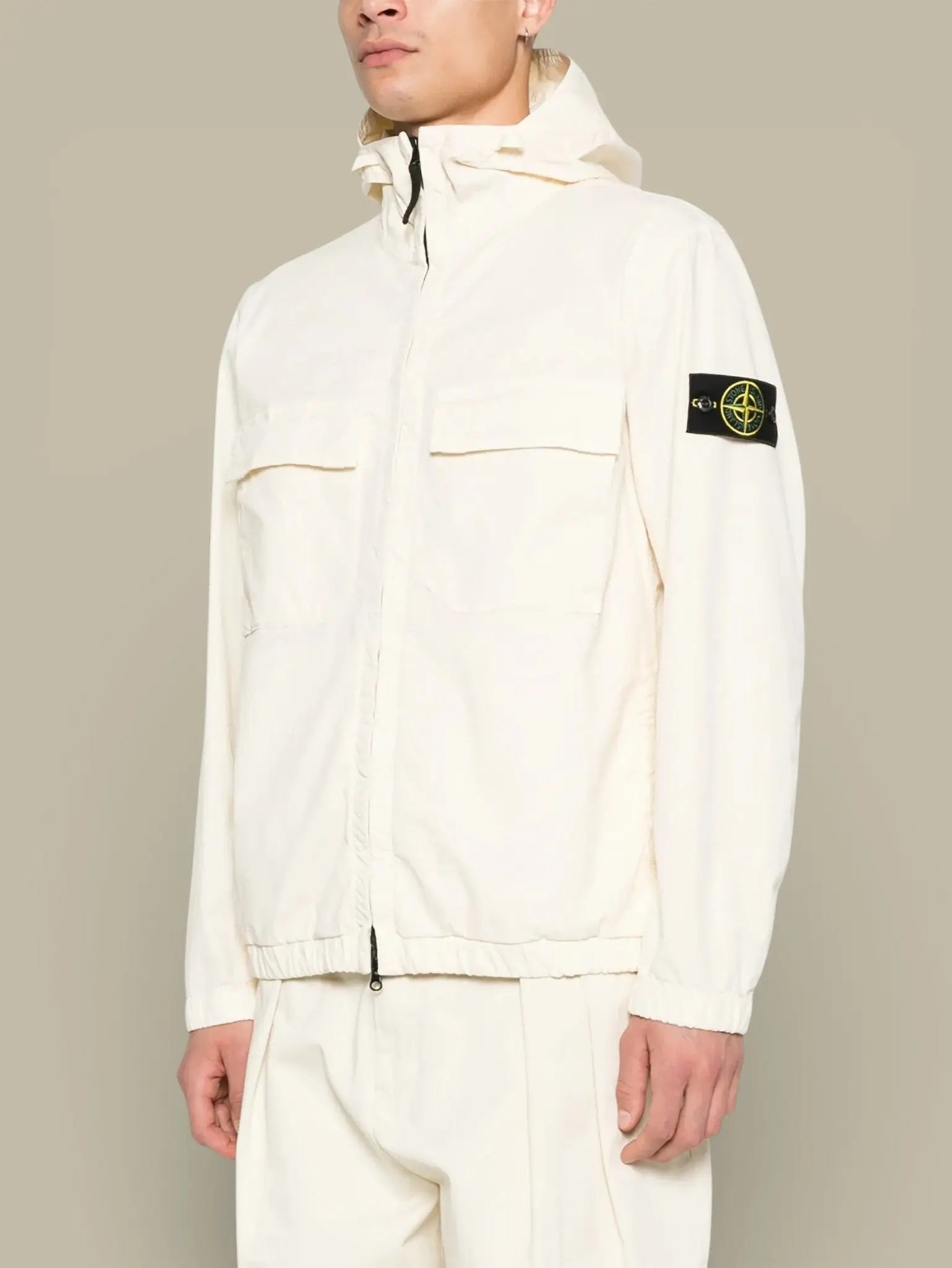 Veste à Capuche Stone Island Creme - Stretch Organic - veste