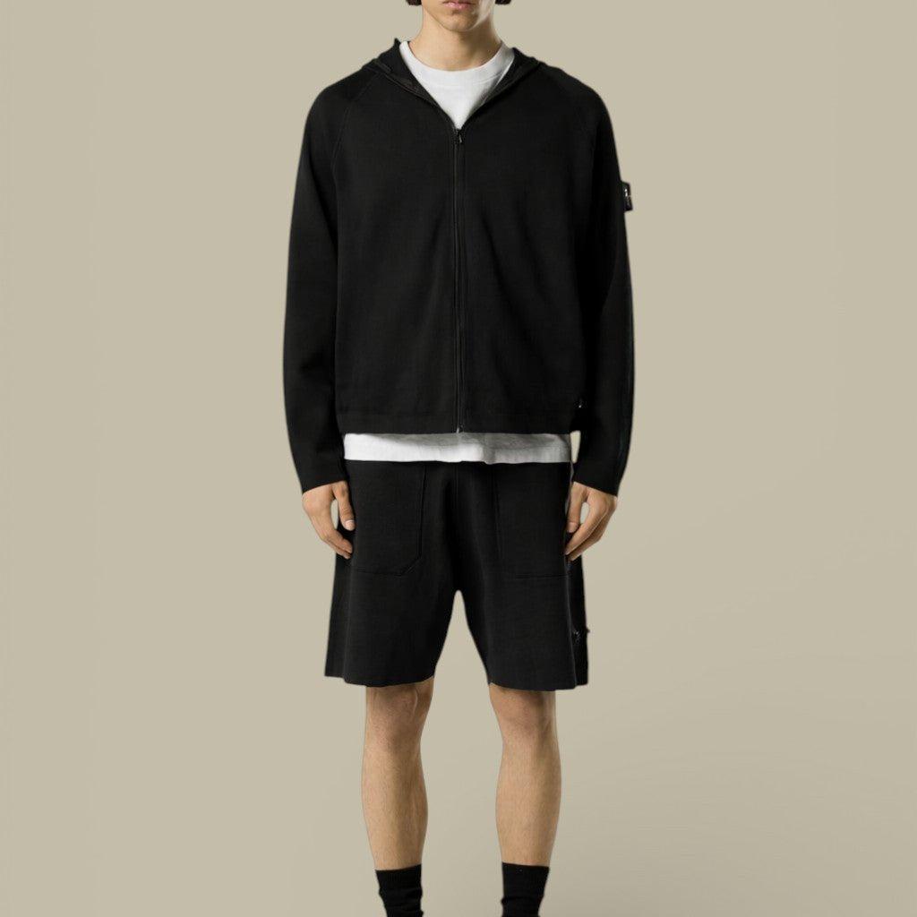 Veste à Capuche Stone Island Noir - Compact Rib Soft - veste