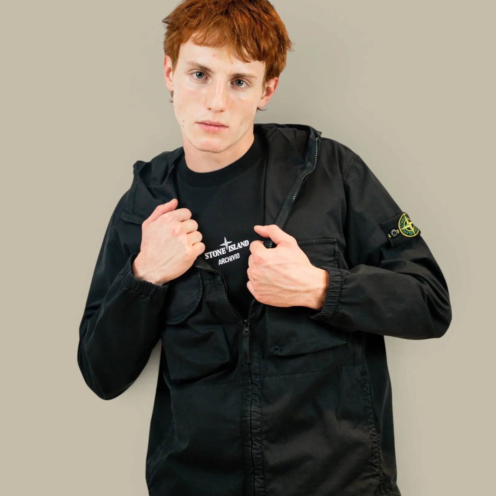 Veste à Capuche Stone Island Noir- Stretch Organic Stone Island