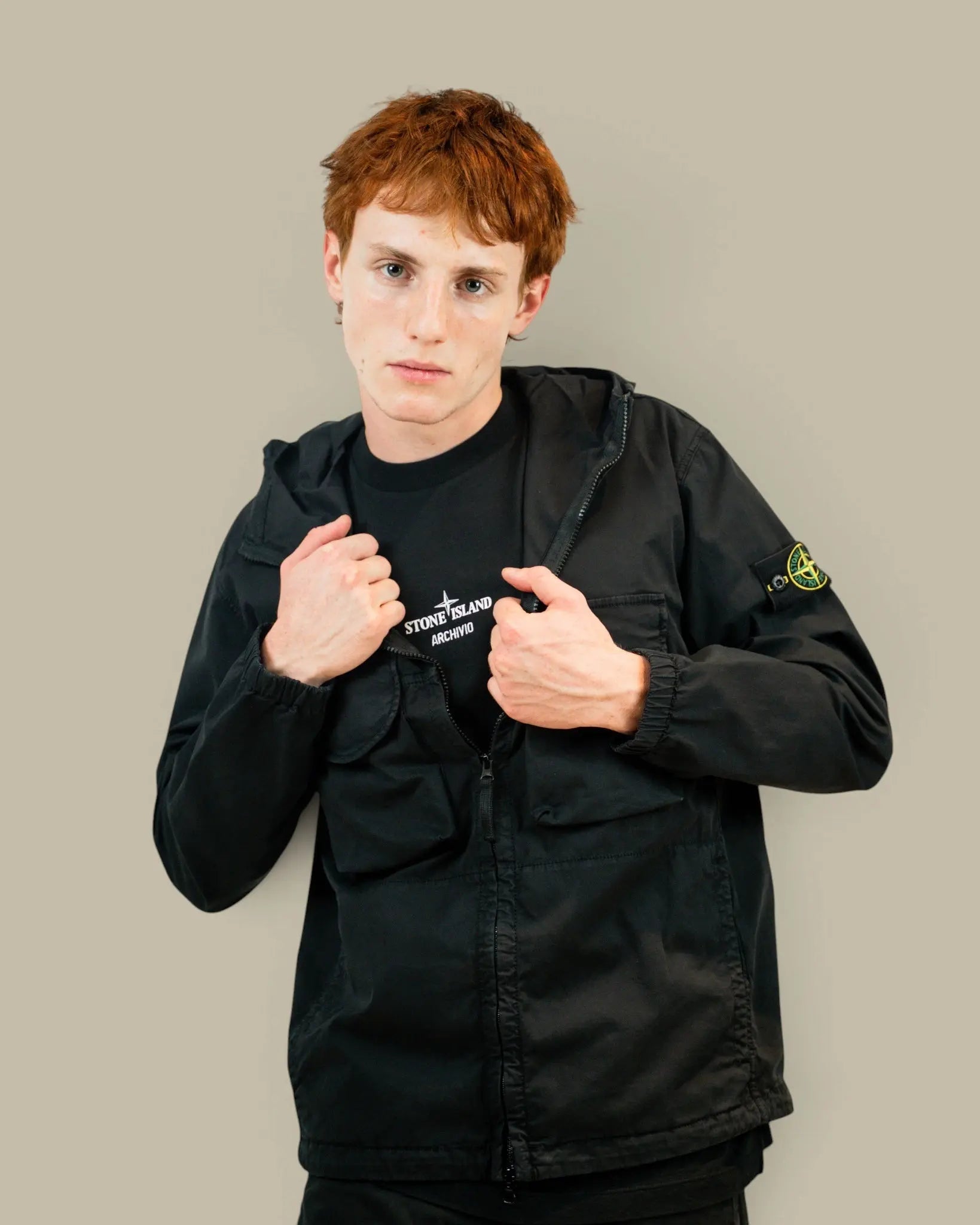 Veste à Capuche Stone Island Noir- Stretch Organic Stone Island