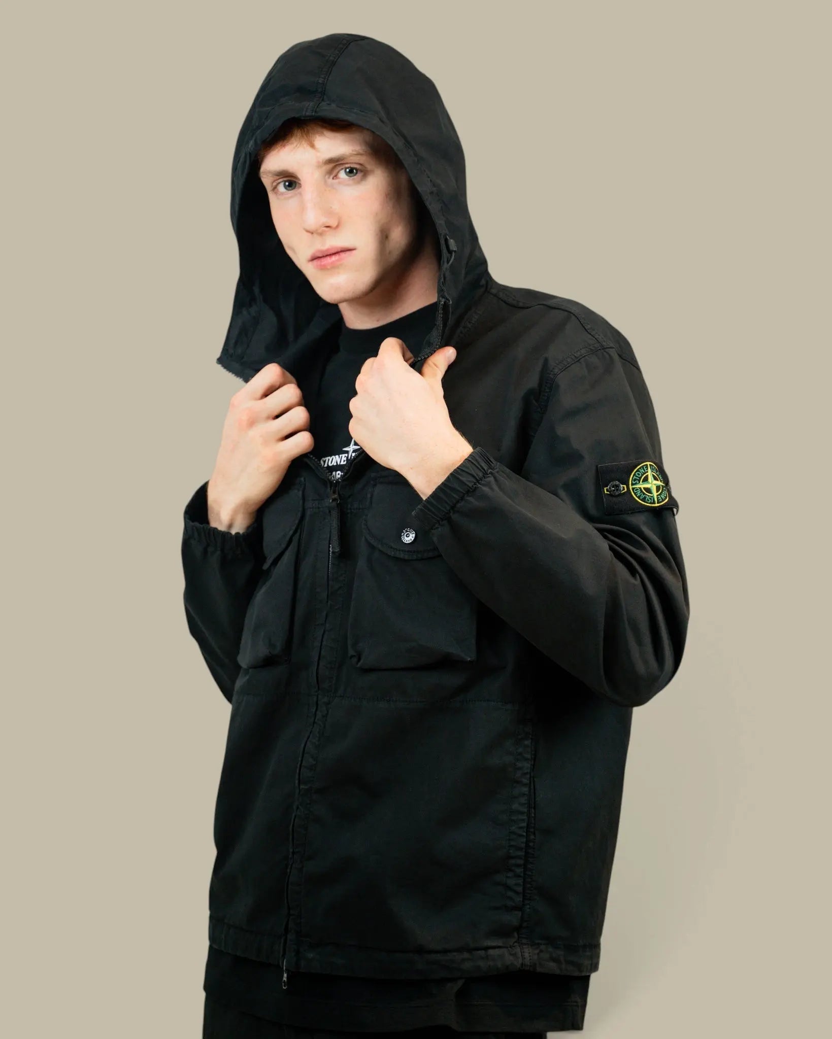 Veste à Capuche Stone Island Noir- Stretch Organic Stone Island