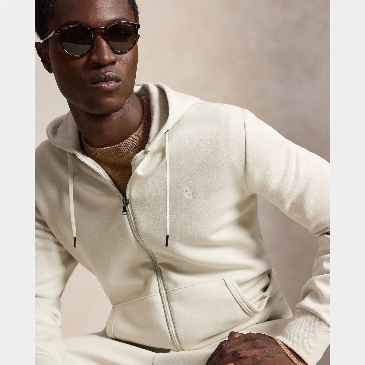 Veste Capuche Ralph Lauren Creme - SWEAT À CAPUCHE À DOUBLE MAILLE AVEC FERMETURE ÉCLAIR INTÉGRALE Ralph Lauren