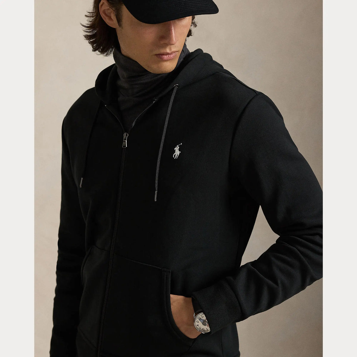 Veste Capuche Ralph Lauren Noir - SWEAT À CAPUCHE À DOUBLE MAILLE AVEC FERMETURE ÉCLAIR INTÉGRALE Ralph Lauren
