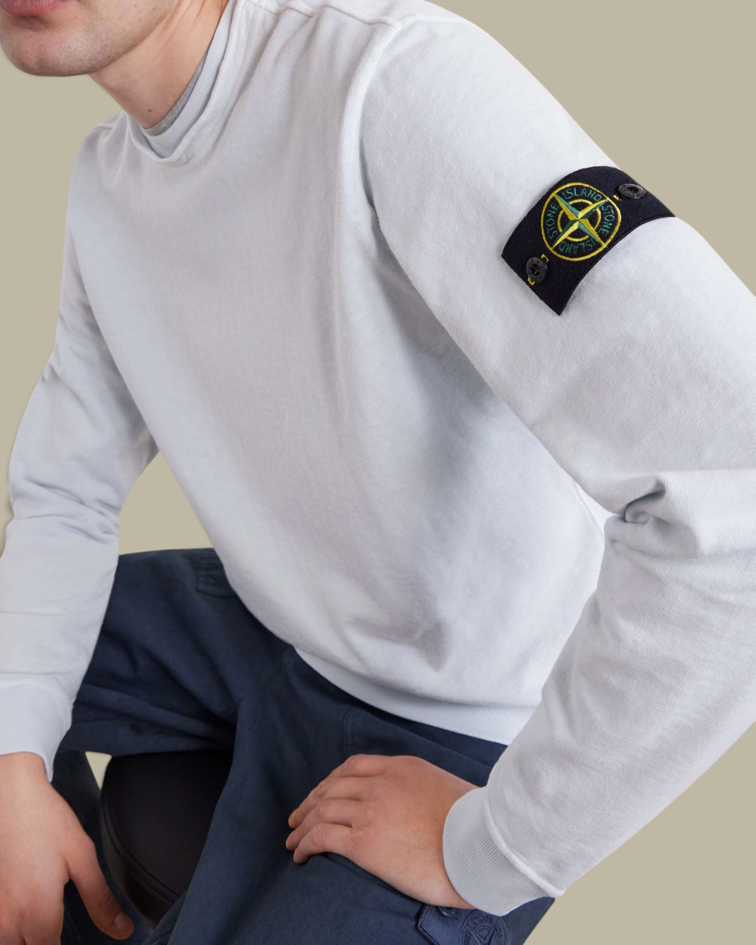 Sweat Stone Island Bleu Ciel - Col Rond Stone Island