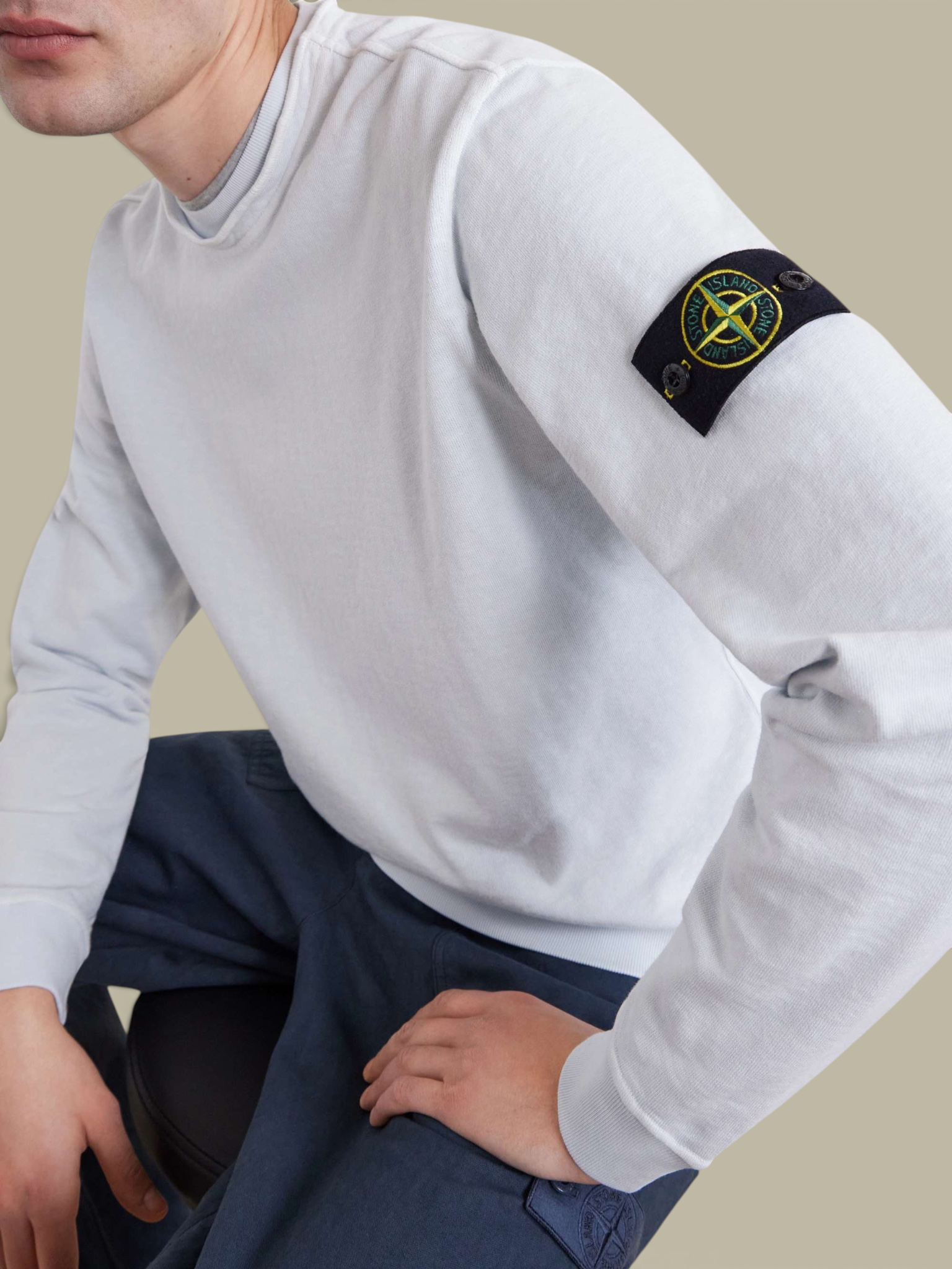 Sweat Stone Island Bleu Ciel - Col Rond Stone Island